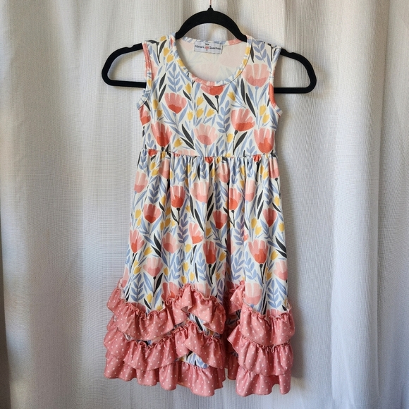 Adorable Sweetness Other - Adorable Sweetness Floral Sleeveless Kids Summer Dress with Ruffle Hem Size 6